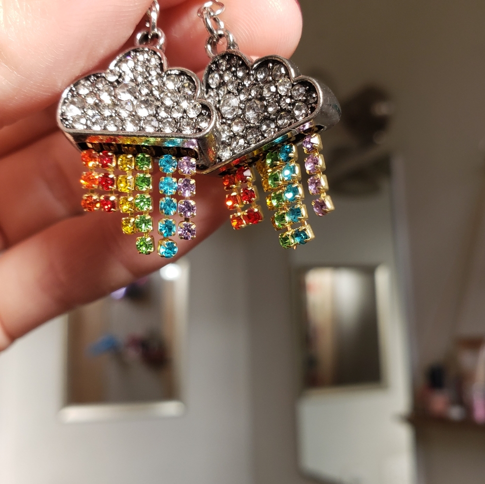 Rainbow cloud burst earrings